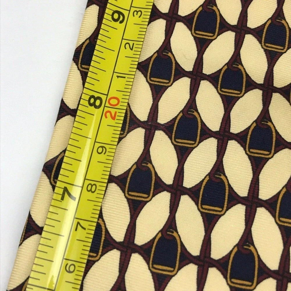 Read Desc. PAOLO GUCCI Designer Luxury Elegant Beige Red Navy Silk Necktie ITALY